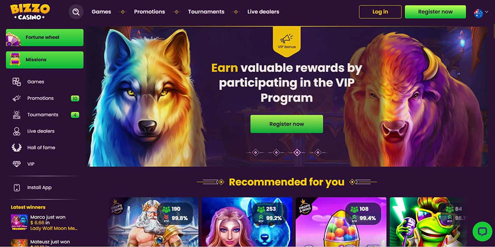 Bizzo online pokies site for Australian players