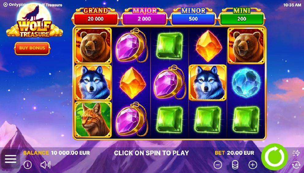 Wolf Treasure online pokie game screenshot